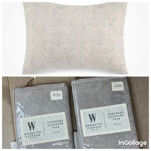 New Wamsutta Vintage Textured Jacquard Shams King Pillowcases Set 2 Cotton Linen